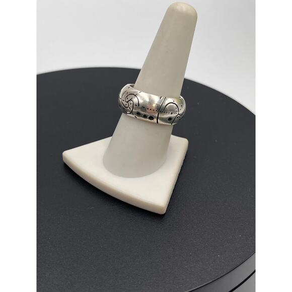 Locke Designer Geometric Shapes Sterling Silver Band Ring Size 9, 15 grams, 10mm - Picture 2 of 8